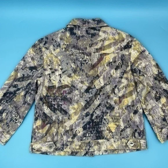 CHICOS Splash Print Denim Jacket - Picture 2 of 4